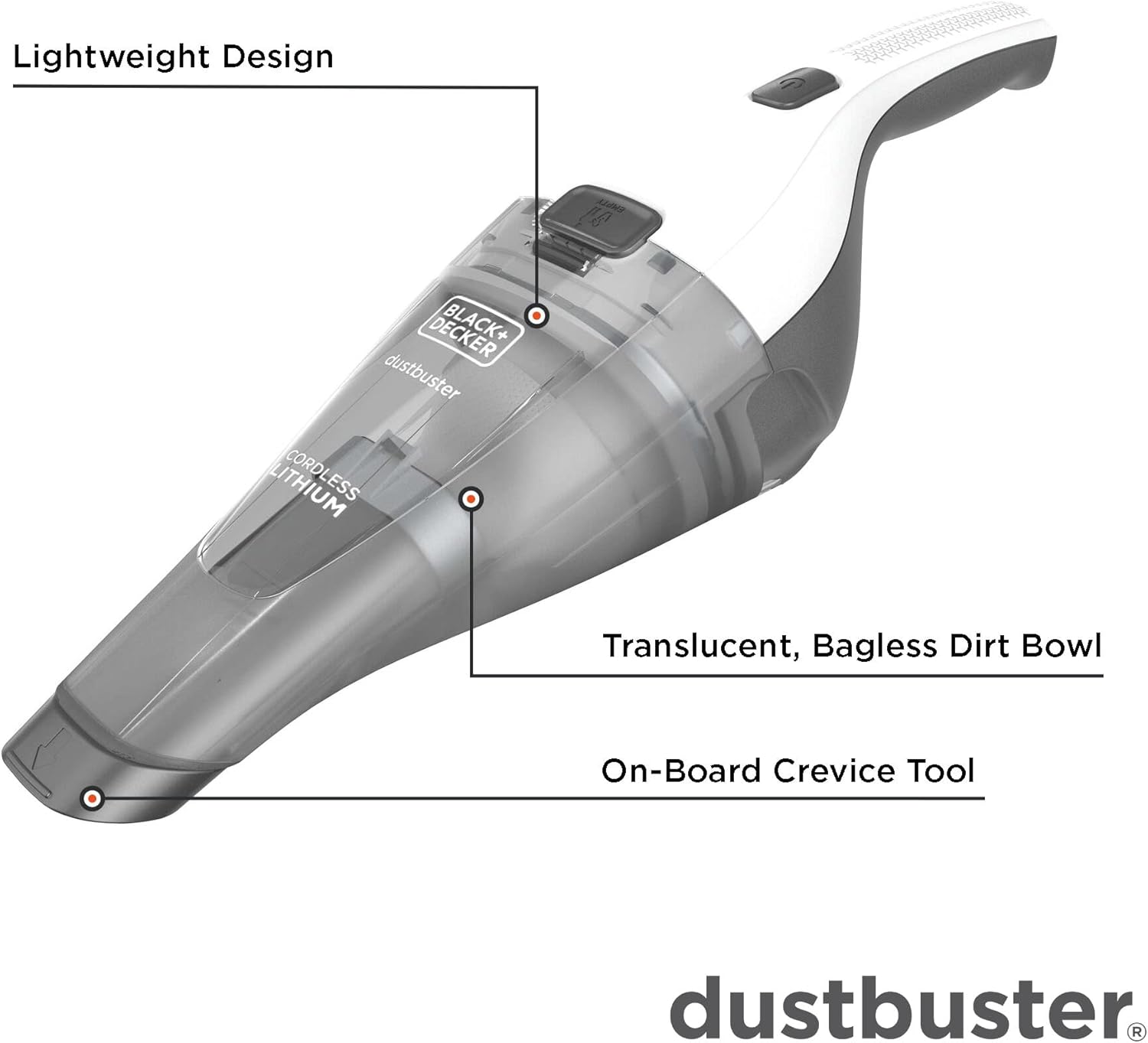 Nostalgia Retro Countertop Microwave Oven & BLACK+DECKER dustbuster QuickClean Cordless Handheld Vacuum, White (HNVC215B10)