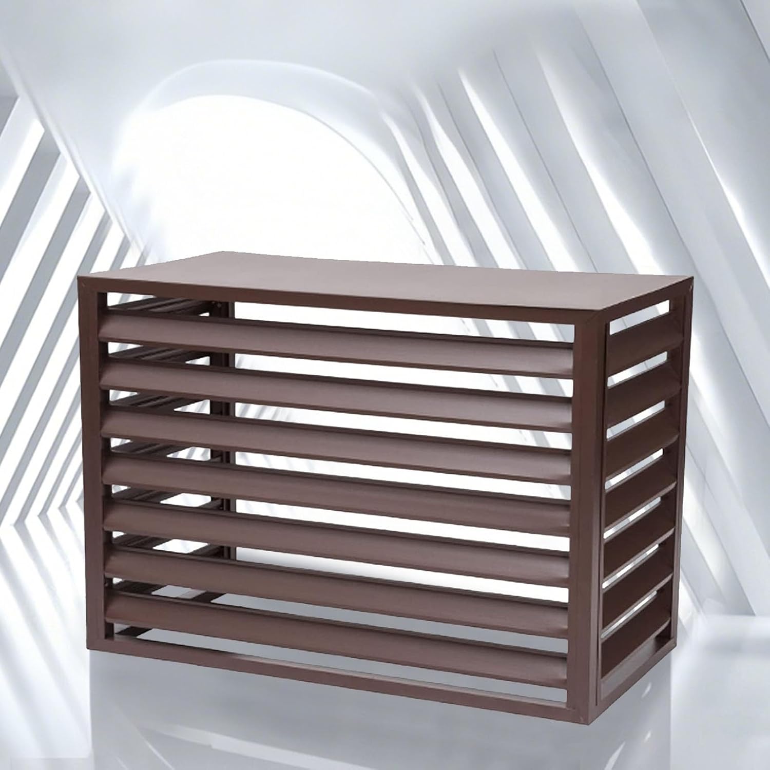 Air Conditioner Fence, Air Conditioner Fence Screen for Outdoor Units, All Weather Anti Theft, Dog Proof, for Privacy, Noise Reduction(Brown,110cm)