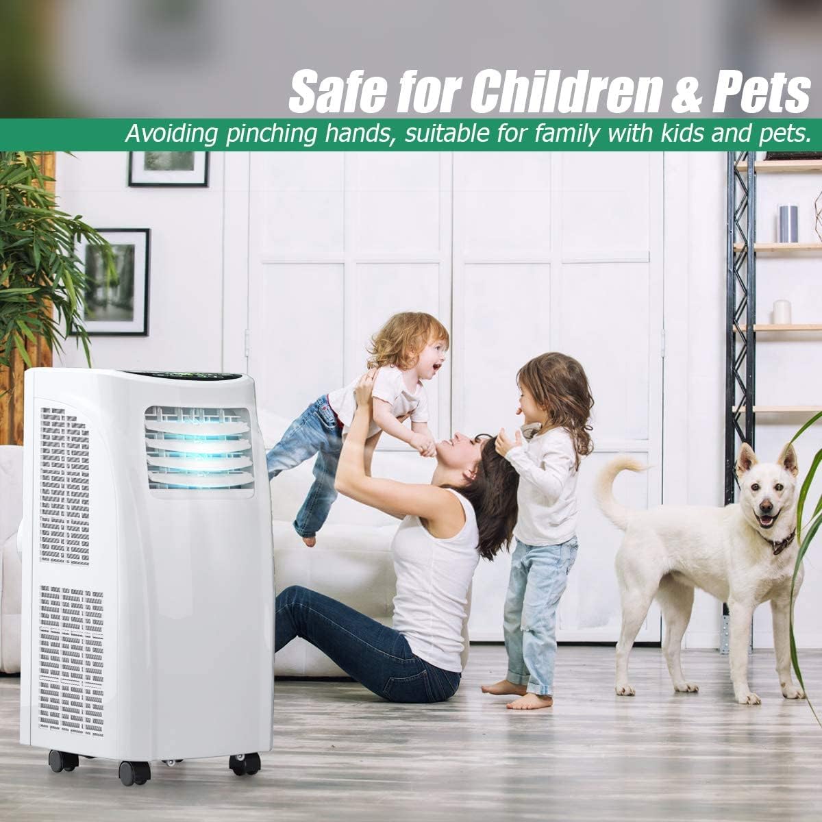 ARLIME Portable Air Conditioner 8000 BTU, 3-in-1 AC Units for Rooms with Fan & Dehumidifier Cools up to 250 sq. ft, Energy Saving Single Room AC with 2 Fan Speeds, Auto Swing, 24H Timer, Full-Function LED Remote Control, Side Handles & Wheels
