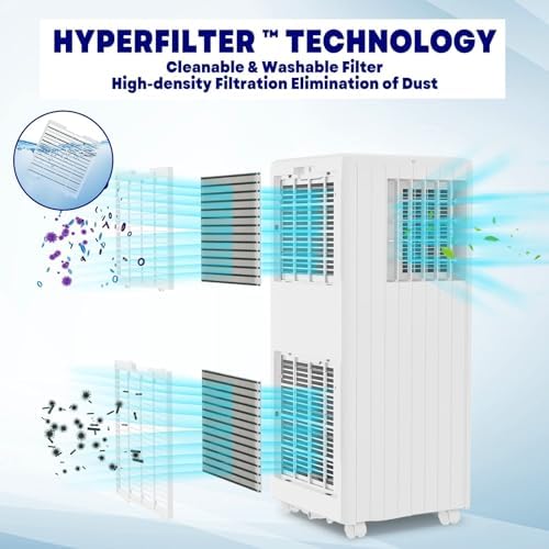 Portable Air Conditioners 8000 BTU, Remote Control AC Unit with 24H Timer, Low Noise & Energy Saving for Rooms Up to 350 Sq.Ft, Dorm, Office, Bedroom, Black & White