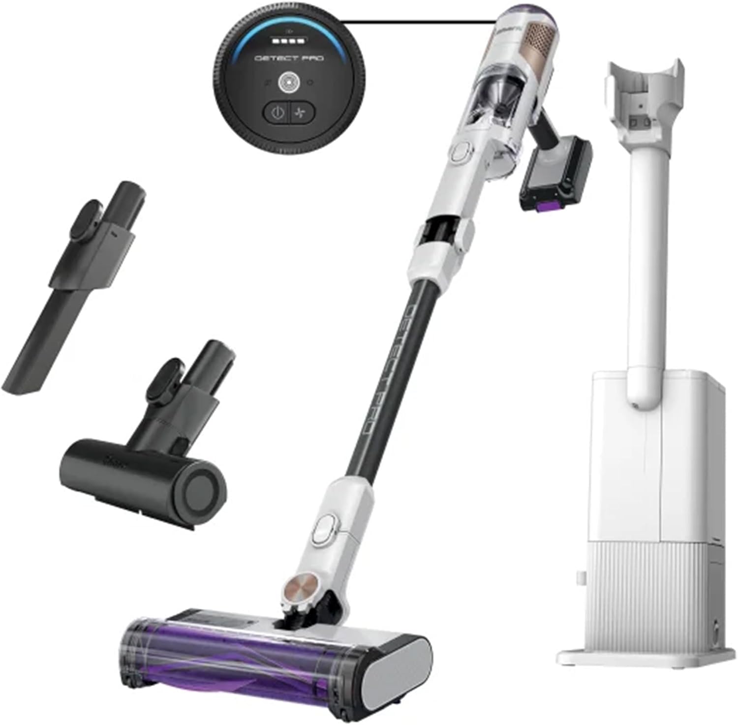 Shark IW3615 Detect Pro Cordless Stick Vacuum with HEPA Auto-Empty System, Flexible Wand, Portable Handheld Attachment, Ideal for Household Pet Hair, 60 Minute Runtime, White/Beats Brass (Renewed)