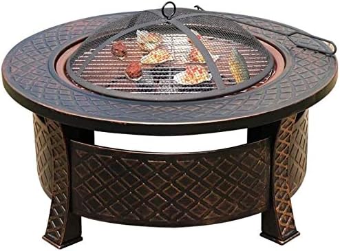 Fire Pits Outdoor Wood Burning 32'' Metal Square Firepit Patio Stove Wood Burning Grill Fire Pit