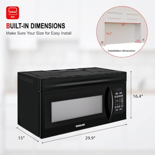 GASLAND 1.7 Cu.ft. Over the Stove Microwave, 30 Inch Over the Range Microwave with 10 Power Levels, One Touch Cooking, 300 CFM,1000W, LED, Turntable, Sensor Cook, Over The Stove Microwave Oven, Black