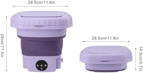 Portable Washing Machine 11L ABS PP Automatic Mini Foldable Bucket Washer with Drainage Pipe for RV Travel Apartment (US Plug)