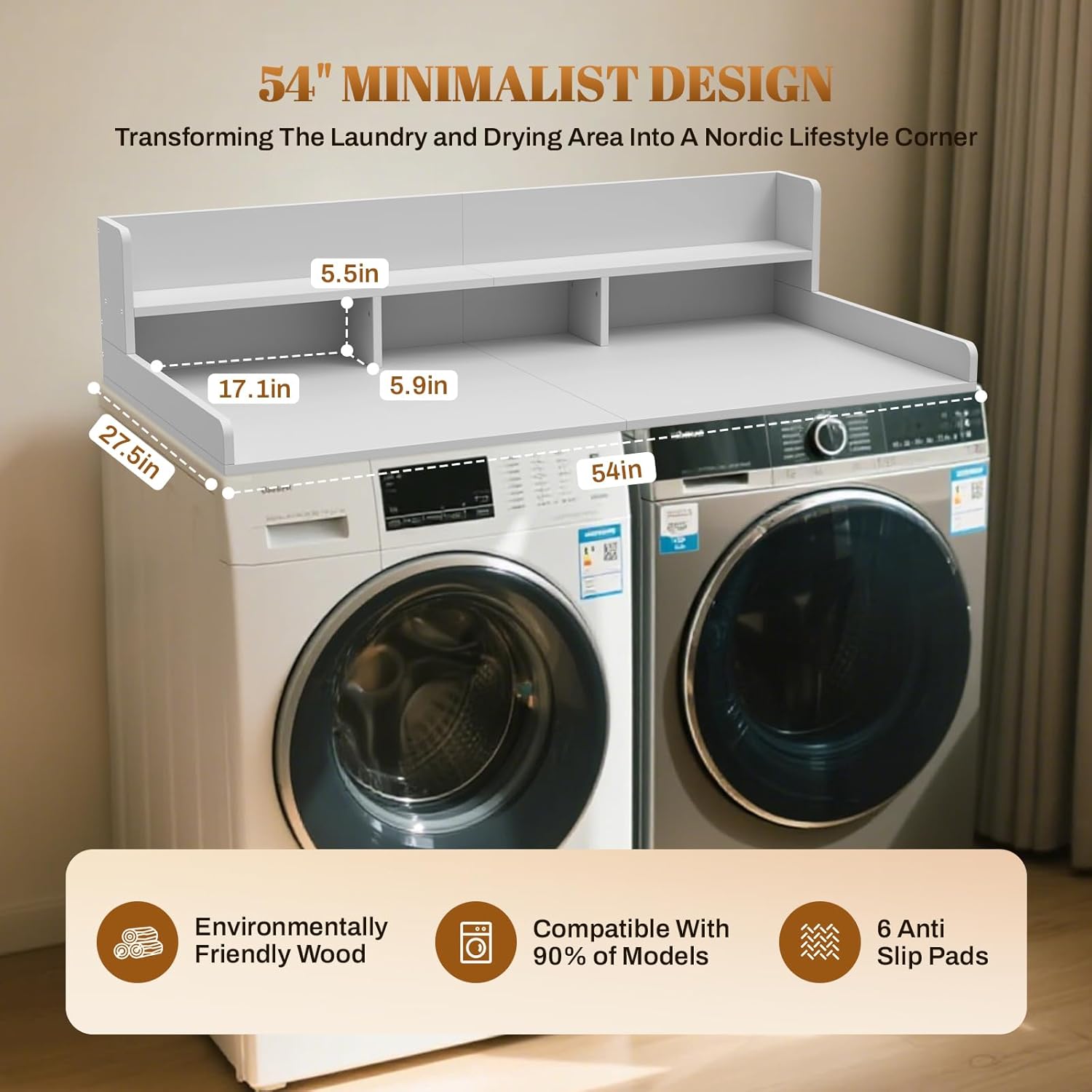 GCCSJ 2-Tier Joined Washer Dryer Countertop, 54