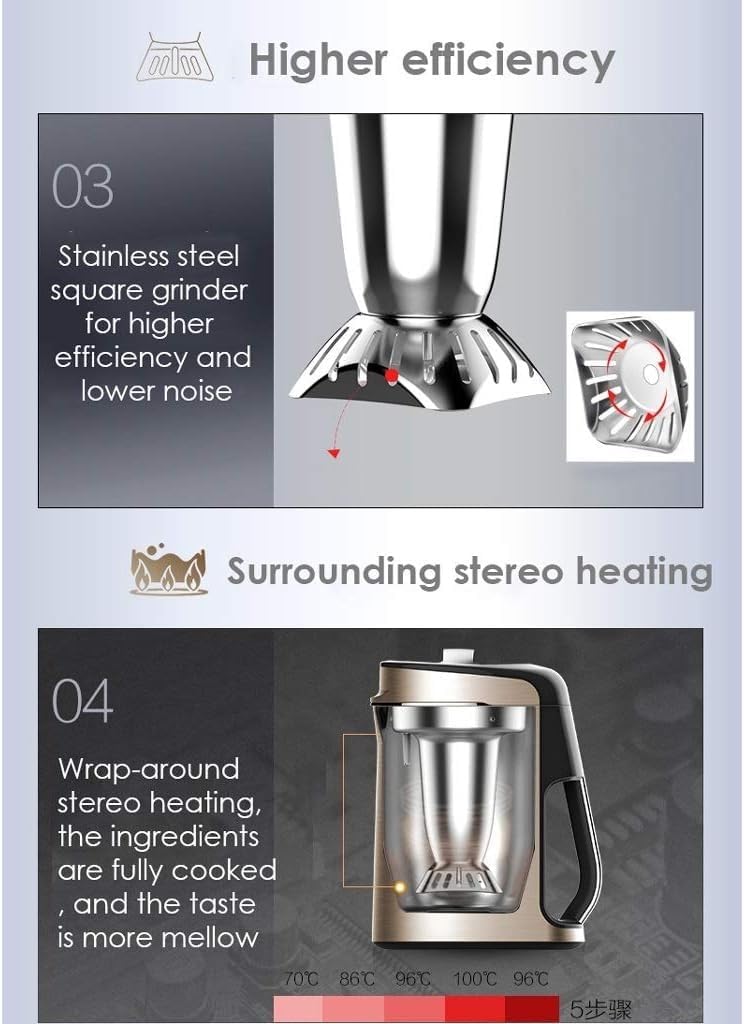 Juicer Household Soymilk Maker Kitchen Food Blender Touch Panel 1300W 1.3L Capacity Food Mixer Juice Maker Breakfast