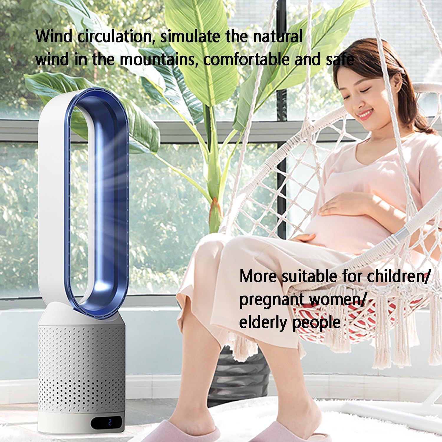 Tower Fan for Bedroom, Bladeless Fan, Portable Air Circulation Fan, Quiet Cooling Floor Fan, Matches Perfectly with a Variety of Home Décor Styles(Gold)