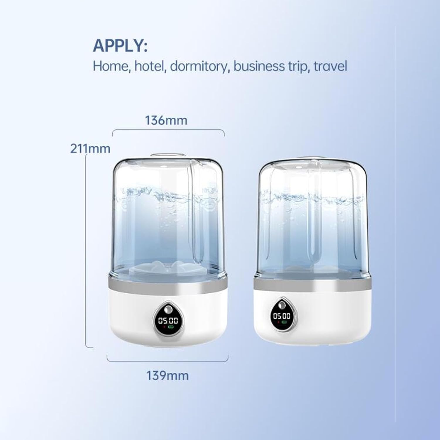 Asixxsix Underwear Washing Machine, 2 Gears Portable Washing Machine with High Speed Turbo Motor, 3600mAh USB Rechargeable Small Clear Laundry Washer for Apartment Dorm Hotel Travel