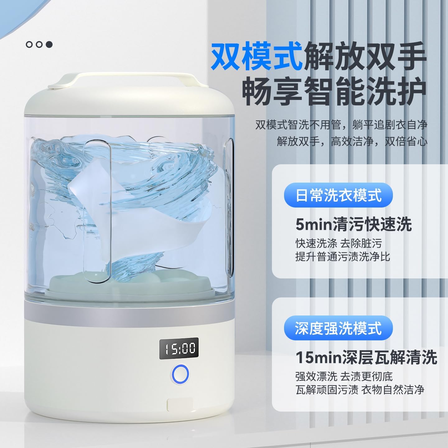 Portable Mini Washing Machine, USB Rechargeable Laundry Cup for Underwear and Socks, 3600mAh Battery Powered, Automatic Small Travel Washer with Dual Mode Cleaning