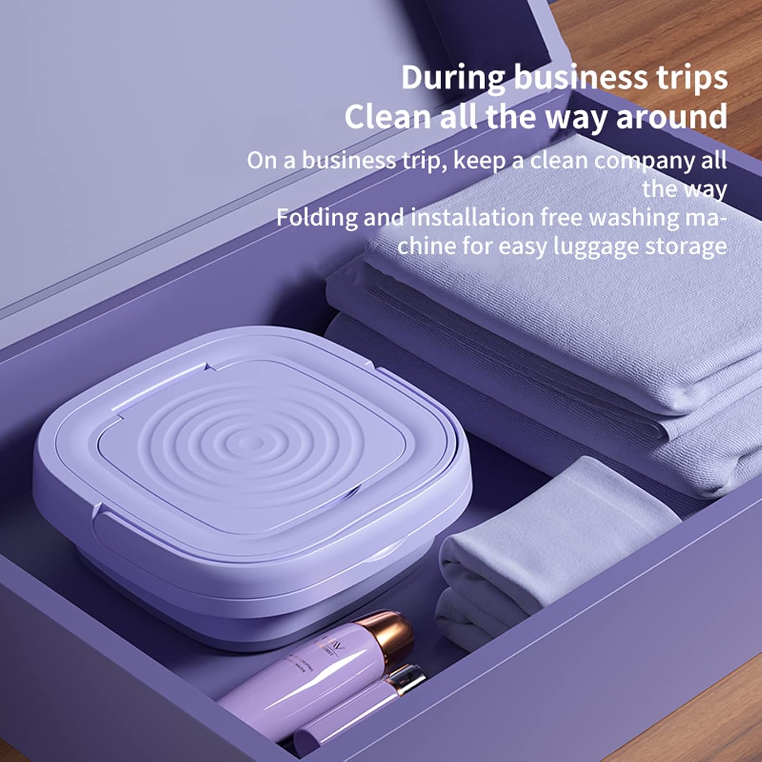 Portable Washing Machine, Mini Foldable Washer and Spin Dryer Small Foldable Bucket Washer, Suitable for Apartment Dorm,Travelling，Best Gift Choice (Purple-8 L)(01)