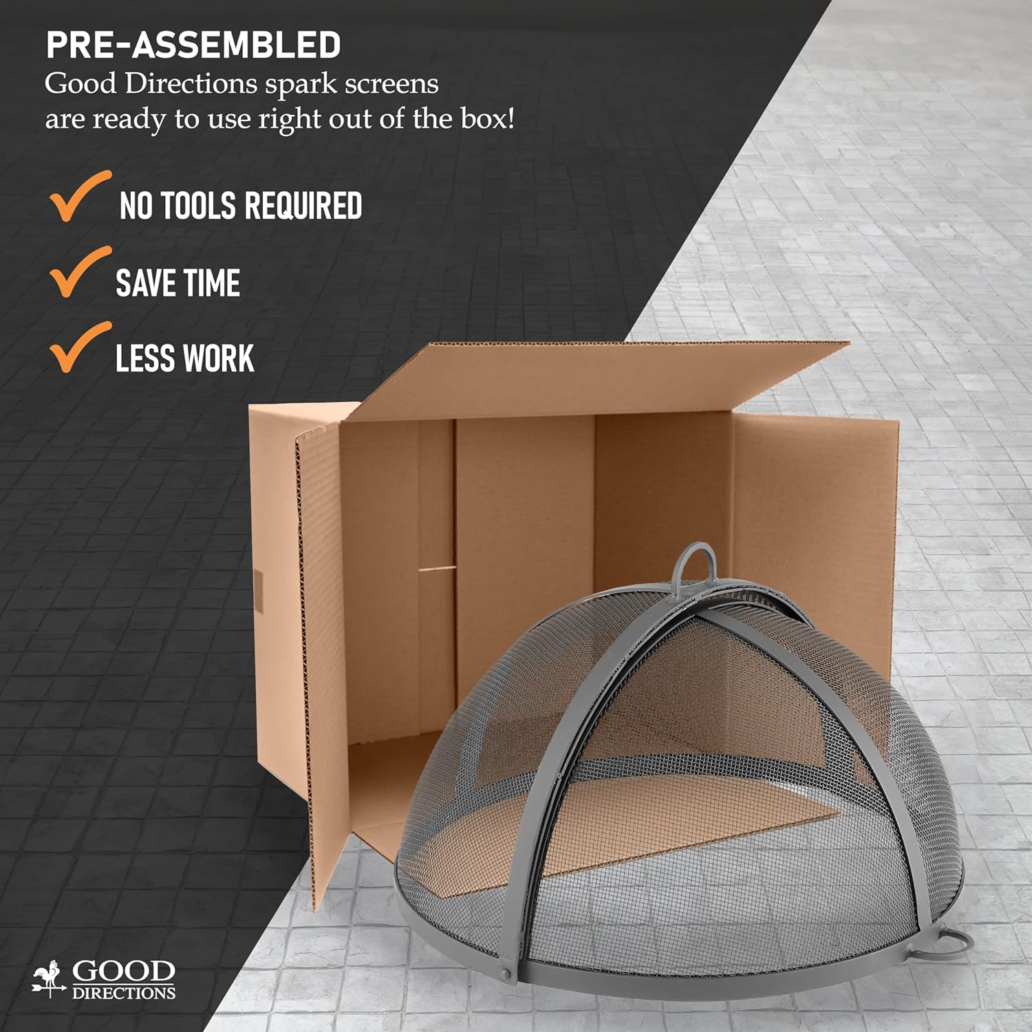 Good Directions 773 Heavy Duty Fire Pit Spark Screen Hinged for Easy Access, 19 Inch, Black