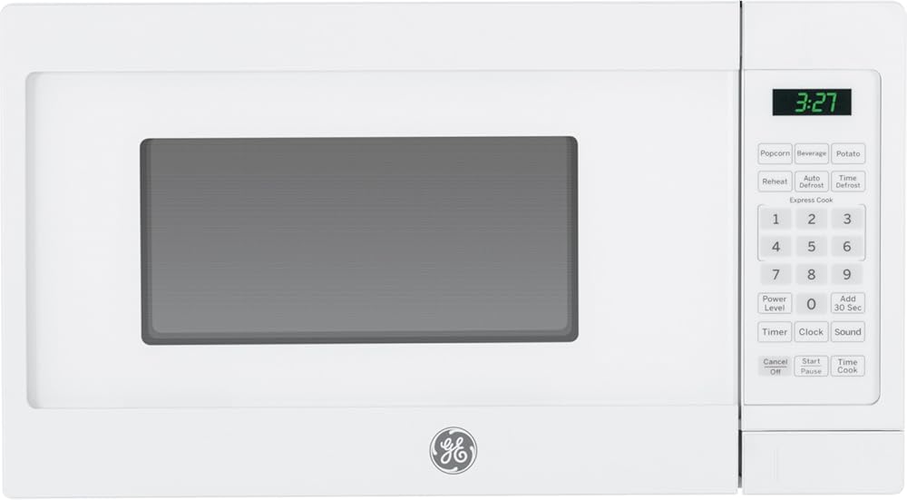 GE Spacemaker Countertop Microwave Oven, 0.7 Cu. FT, 700W with Removable Turntable, 6 Auto Menus, Instant On Controls, Easy Auto or Manual Defrost, Optional Hanging Kit, White