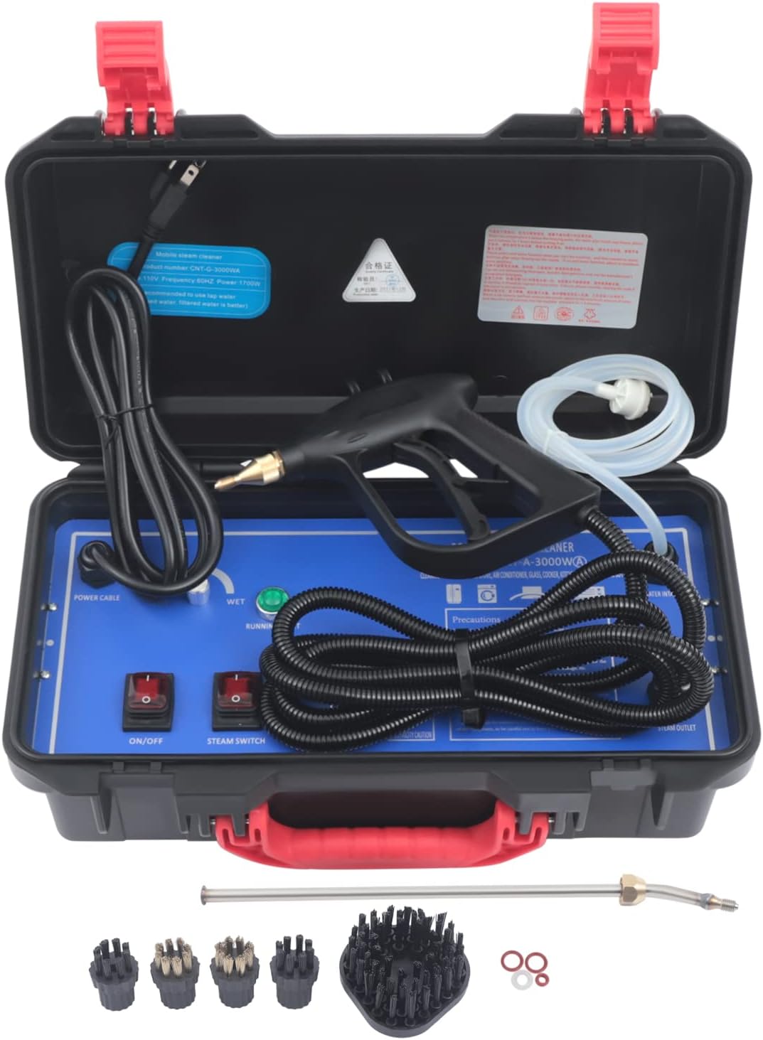 High Pressure Handheld Steam Cleaner, 1700W Hand-Held Portable Steam Cleaning Machine Hard Surface Steam Cleaner, Portable Electric Steam Machine for Kitchen Floors Remove Dirt Grime Grease and More