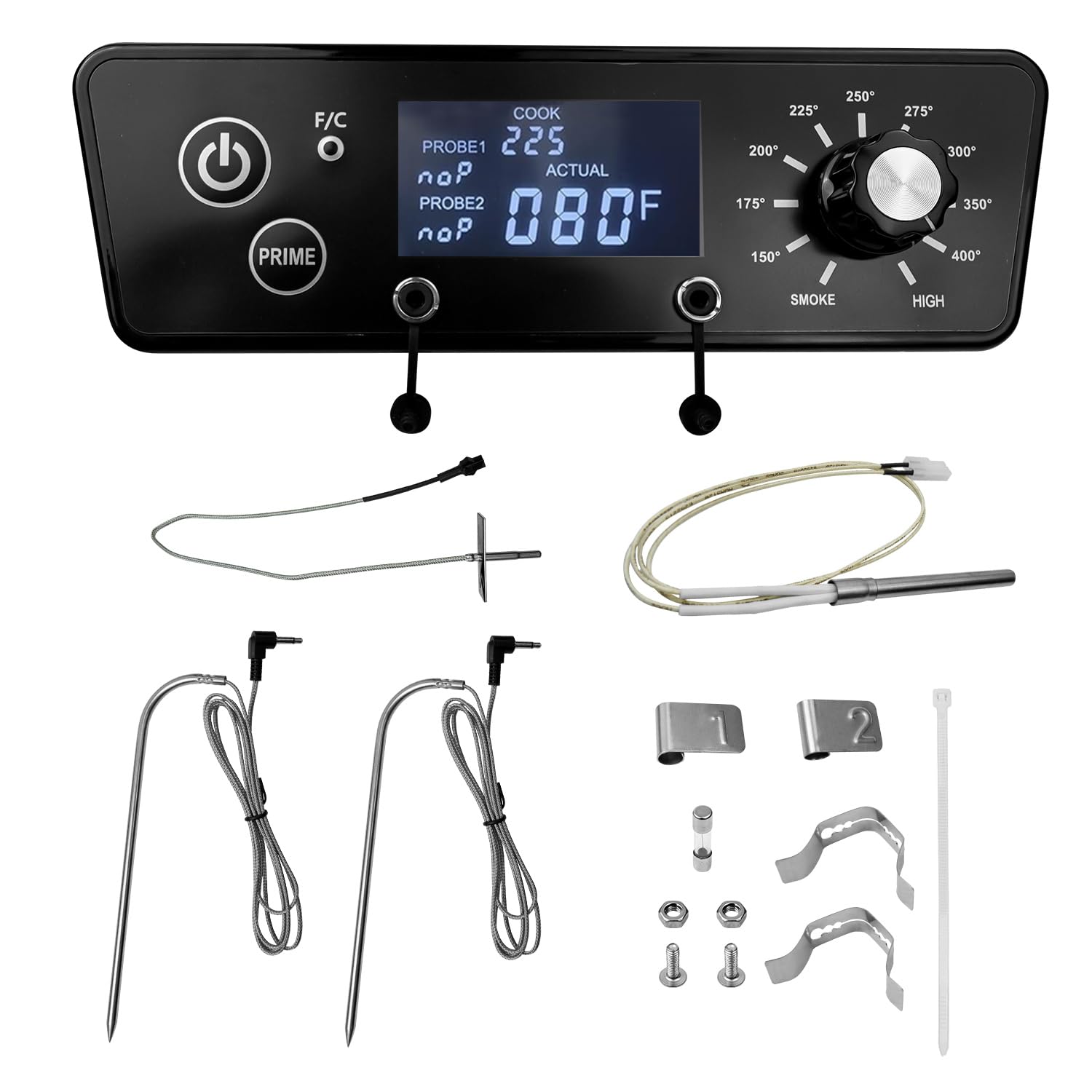 Digital Thermostat Control Board Kit Fit for Pit Boss PBV3P1 PBV4PS1 PBV5P1 Series Vertical Smoker, Digital Thermostat Panel with Meat Probes, Temp Sensor & Ignition Hot Rod