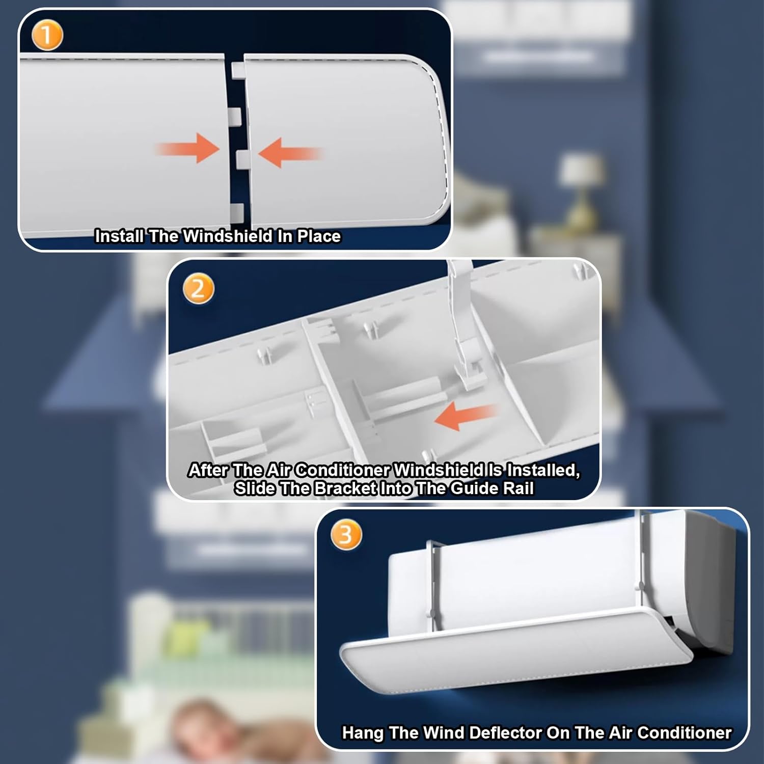 Air Conditioner Deflector for Wall-mounted Air Conditioner, Universal Air Vent Deflector, Adjustable Vent Deflectors