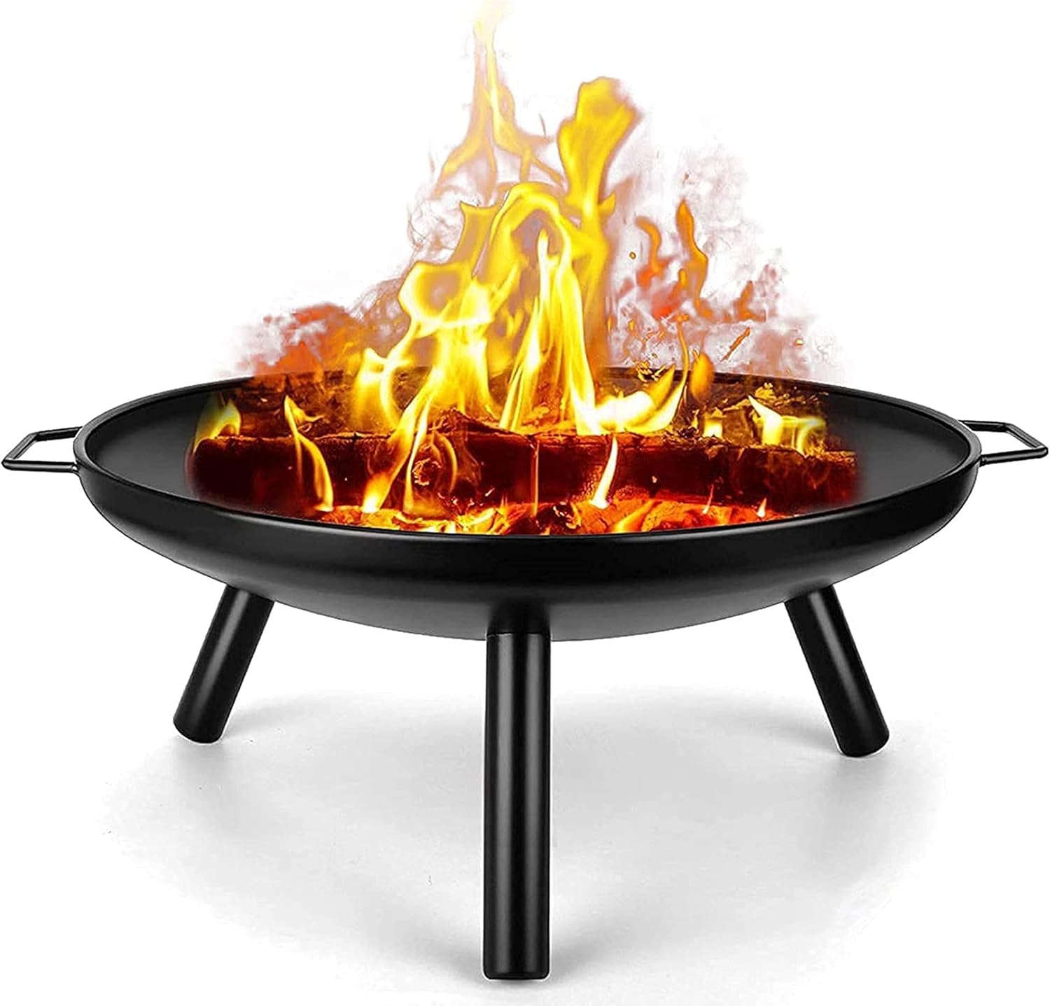 Portable Fire Pits & Bowls w/Handle, Outdoor Fire Pits, Wood Burning Heating Basin, Charcoal Barbecues BBQ Grill Firebowl, for Garden, Patio, Backyard