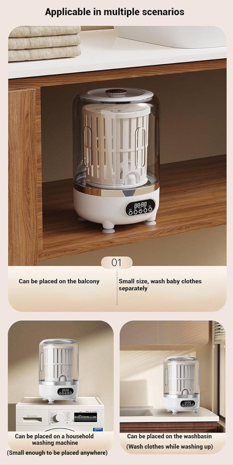 Portable Washer 3-in-1 Wash, Rinse, Washer Rotating Basket Ideals for Cleaning Underwear, Socks, And Lightweight Garments (green)