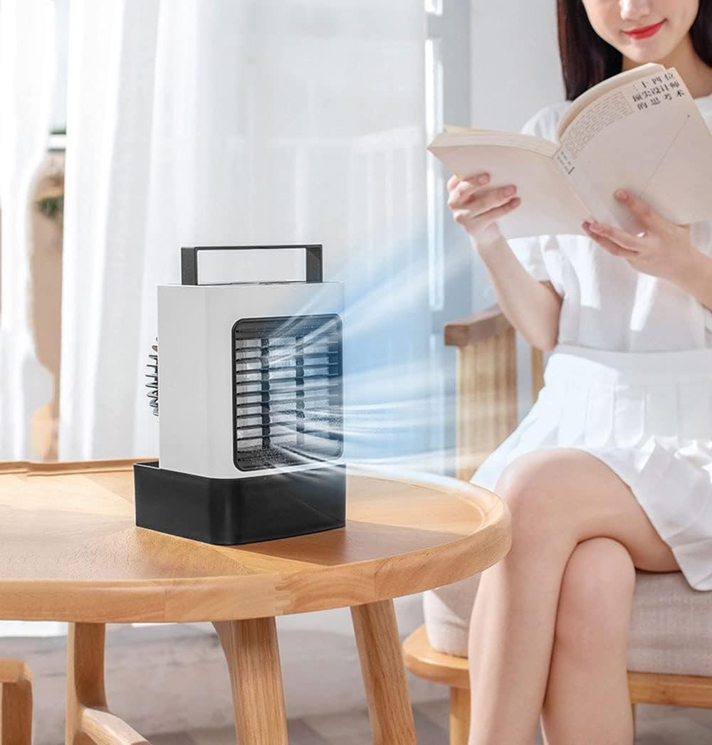 Portable Air Conditioners, Mini Air Conditioner Evaporative Air Cooler, 3 Speeds Rechargeable Fans for Room Office Outdoor Car Camping Tent (Color : Green)