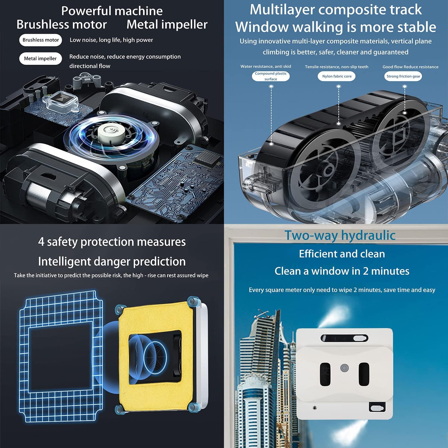 Window Cleaner Robot Electric Window Cleaning Machine with Dual Water Tanks Auto Water Spray,Smart Glass Cleaning Robotic with APP & Remote for Outdoor/Indoor Windows Table Tile Ceiling