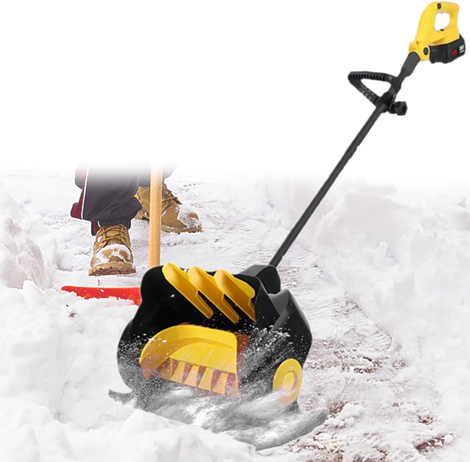 Snow Shovel, Cordless Electric Snow Shovel with 41cm. Width, 15cm. Depth, 10m Throw Distance, Snow Blower Shovel for Patio Driveway(2 Battery)