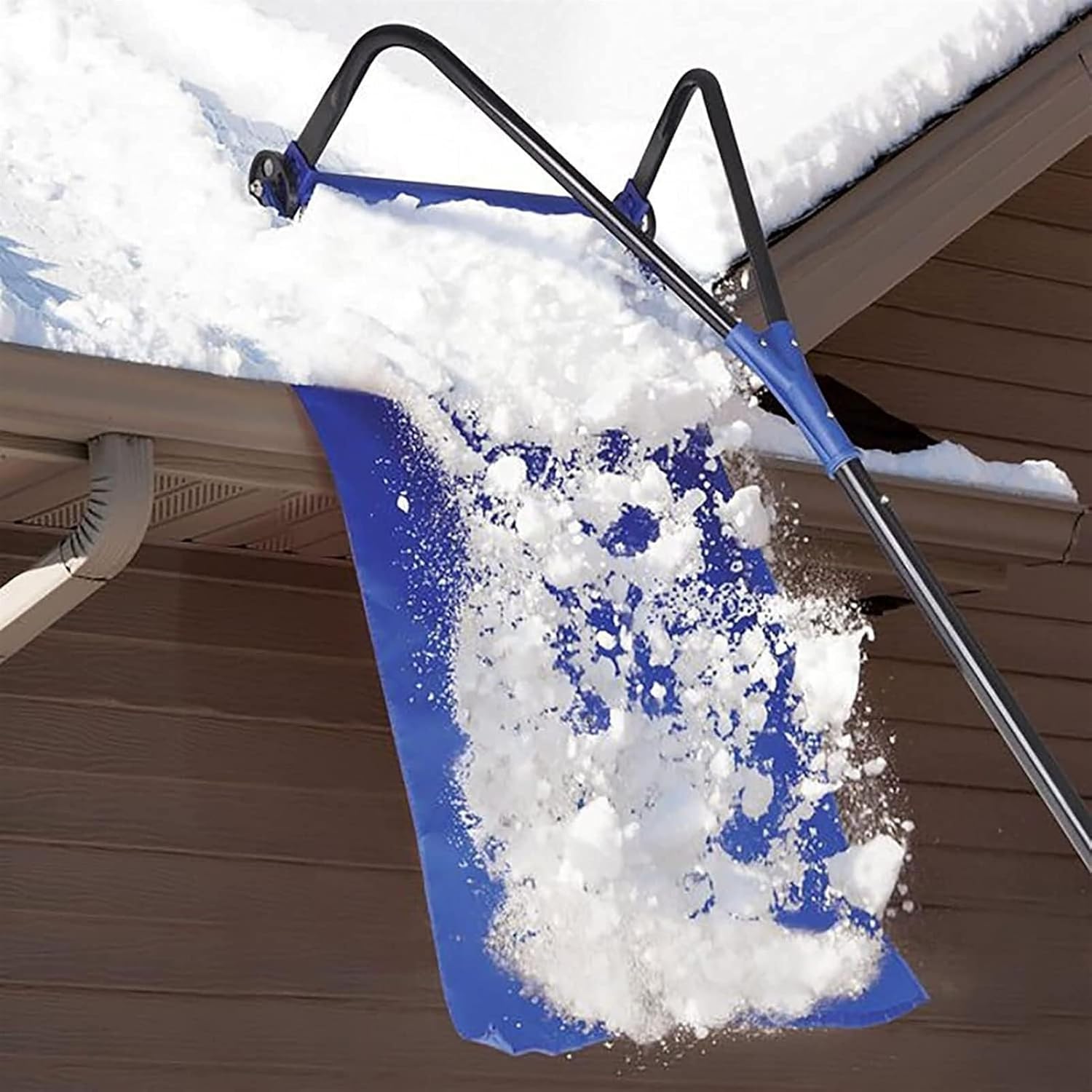 Snow Roof Rake, 5-20FT Extendable Snow Rake for Roof, 5-Section Aluminum Adjustable Pole with Anti-Skid Handle, Roof Snow Tool Fast Cleaning for Snow Leaves Debris Car, Scratch