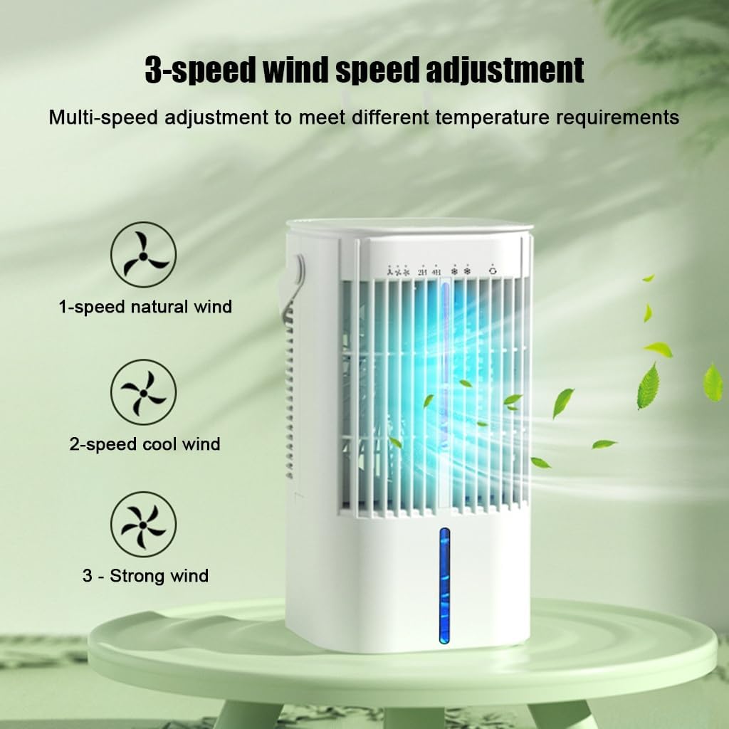 Portable Air Conditioner, Air Cooler Evaporative, Air Cooling Fan & Humidifier, 3 Speeds Mode 7 Colors LED Quiet Mini Air Conditioner Fan for Home Office(White)