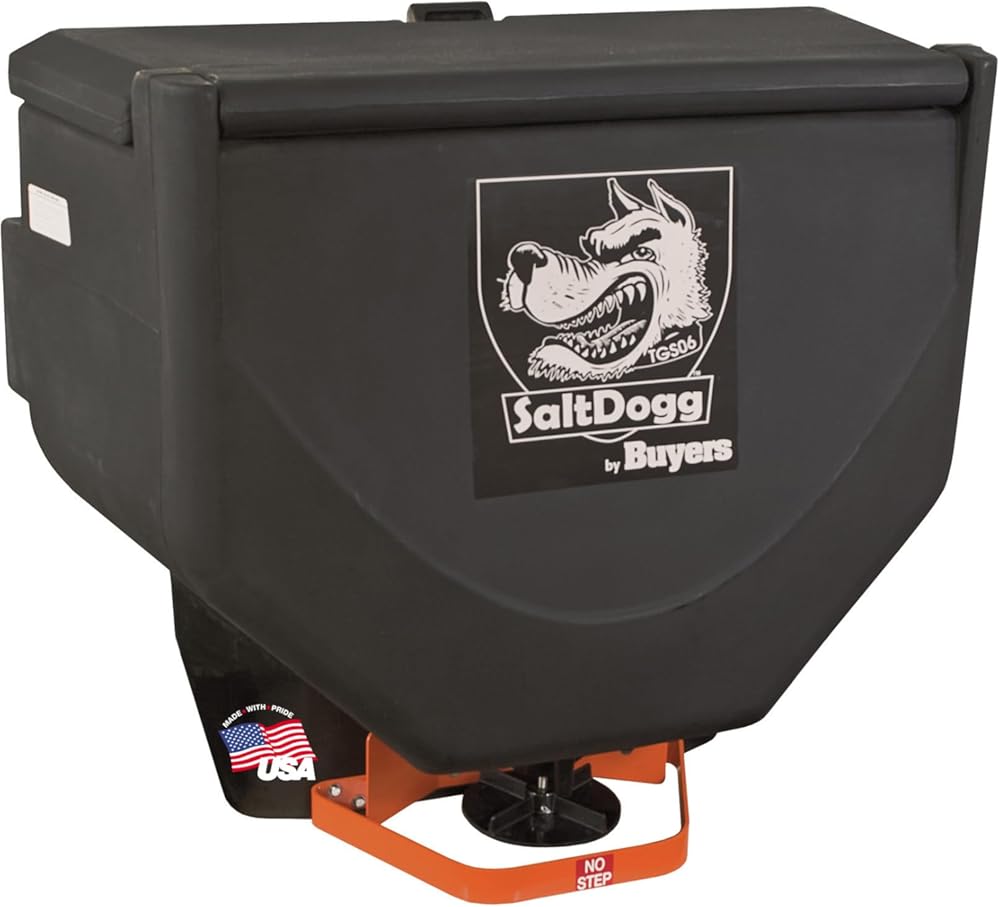 Buyers Products SaltDogg TGS06 Tailgate Salt Spreader, Made In The USA, 10 cu ft/750lb Capacity, Adjustable Flowgate Design W/Gravity Feed, Salt Spreader for Commercial Use