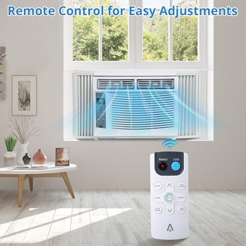 6000 BTU Window Air Conditioner, Cools up to 250 Sq. Ft., Energy Saving Window AC Unit with Remote & App Control & Timer Function & Easy Install Kit, Perfect for Small Bedroom, Living Room