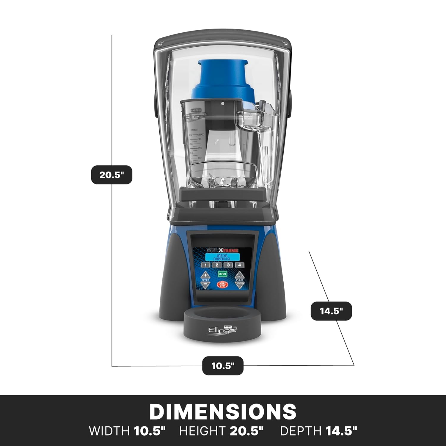 Waring Commercial 3.5 HP Ellipse Blender w/LCD Display, Programmable, 32 oz. Copolyester Container & Sound Enclosure