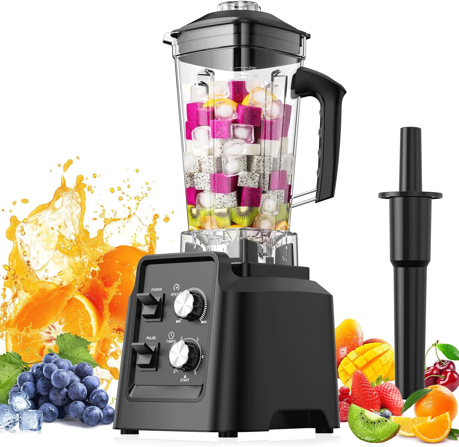 Blender for Smoothies - Countertop Blenders with 68oz Dishwasher-Safe Pitcher, Blenders for Kitchen, Ice Crushing & Frozen Fruit, BPA Free