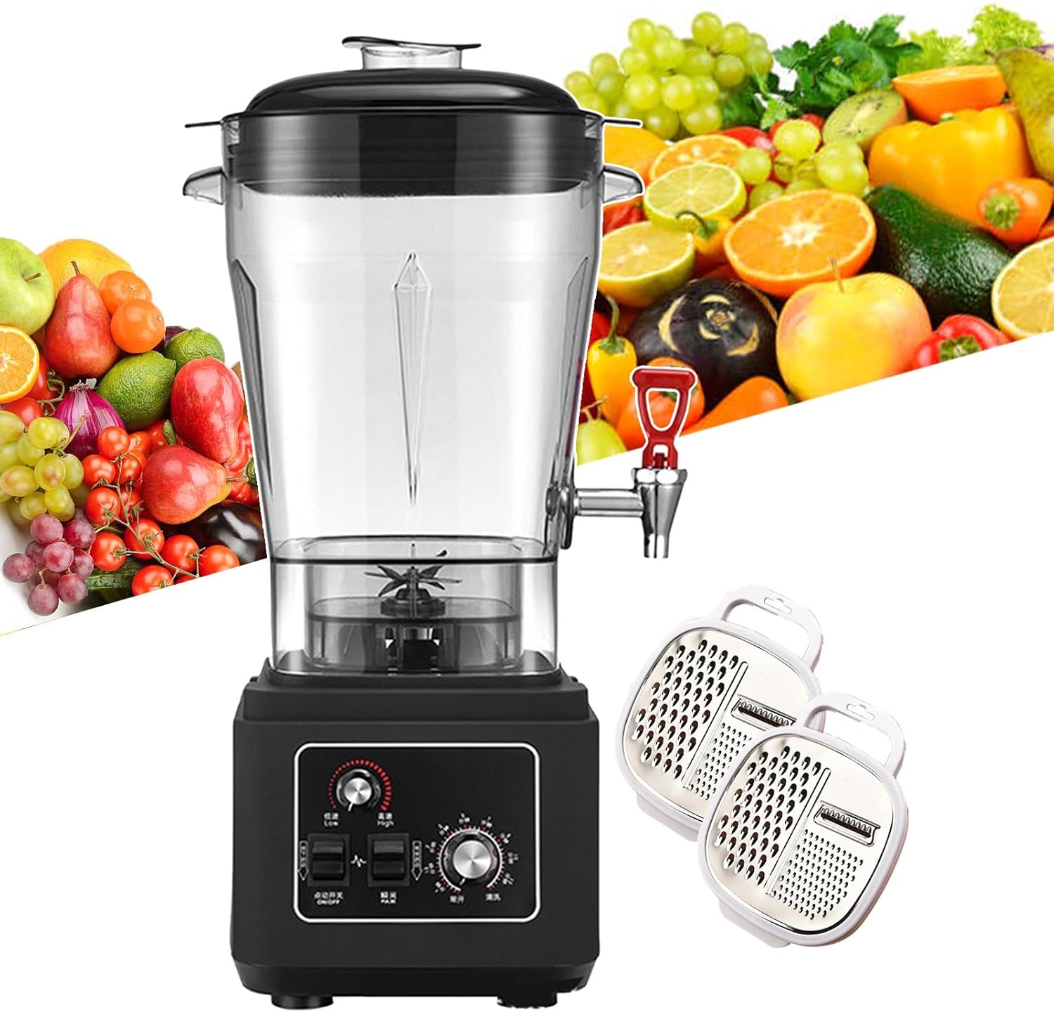 2900w Blender Smoothie Maker, Food Processors 45000rpm Soy Milk Machine 11l/15l/19l Electric Ice Blender For Shakes And Smoothies, 5mm Silent Insulation Cap (With 2 Graters), 19L