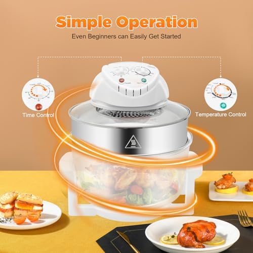 CNCEST Air Fryer Oven,360 °Vertical Heating Grease Removal Infrared Convection Healthy Meal Electric Convection Oven Cooker with Fried, Roasted, Steamed, Defrosted Function