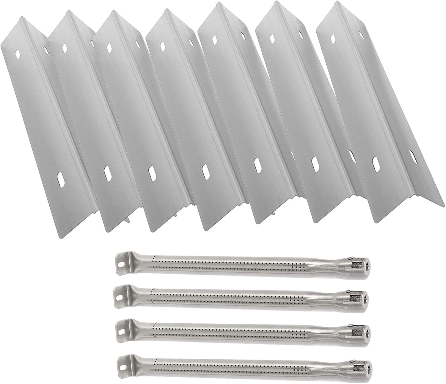 MixRBBQ Stainless Steel 7-Pack Heat Plates and 4-Pack Burner BBQ Replacement Part Kit for Prestige 500 and Napoleon Grill Rogue Series