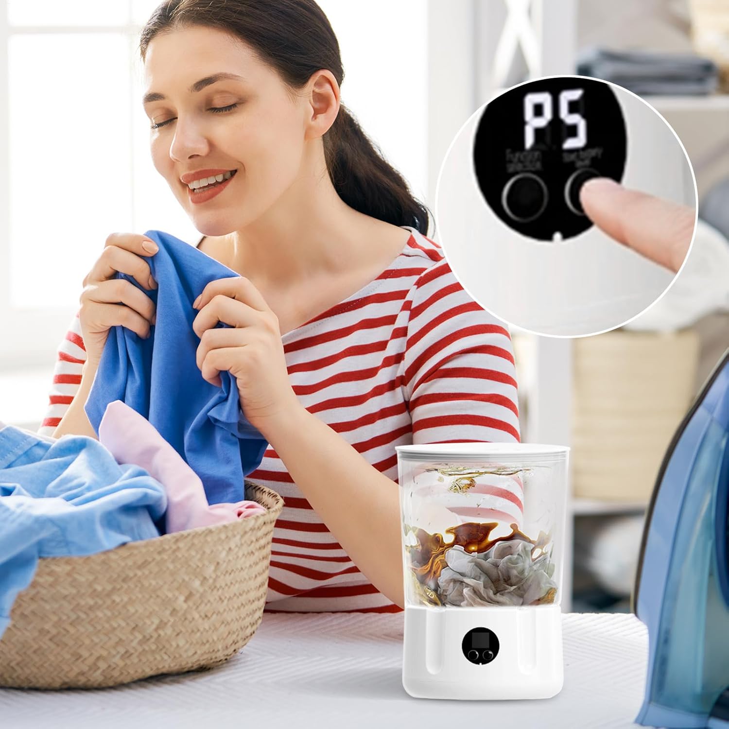 Portable Washing Machine | 2L Portable Washer Compact Washing Machine | Rechargeable Laundry Cleaner Cleaning Supplies for Camping Beach Outdoor Apartment Home Hotel RV Dorm