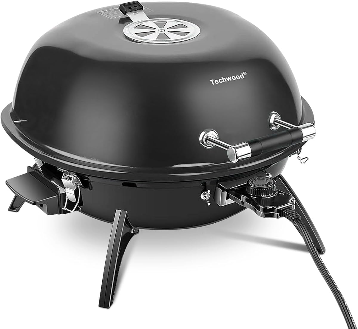 Outdoor Electric Grill, Techwood Tabletop 1600W Electric BBQ Grill for Camping, Picnics & Parties, Black