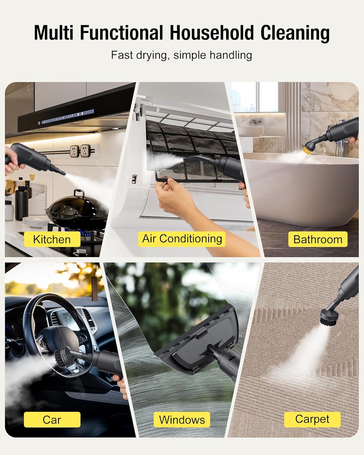 Steam Cleaner for Home 2500W Portable Steam Cleaner for Car,1.69 Quarts Large Capacity Tank, 13PCS Accessories Steamer for Home, kitchens,Camping