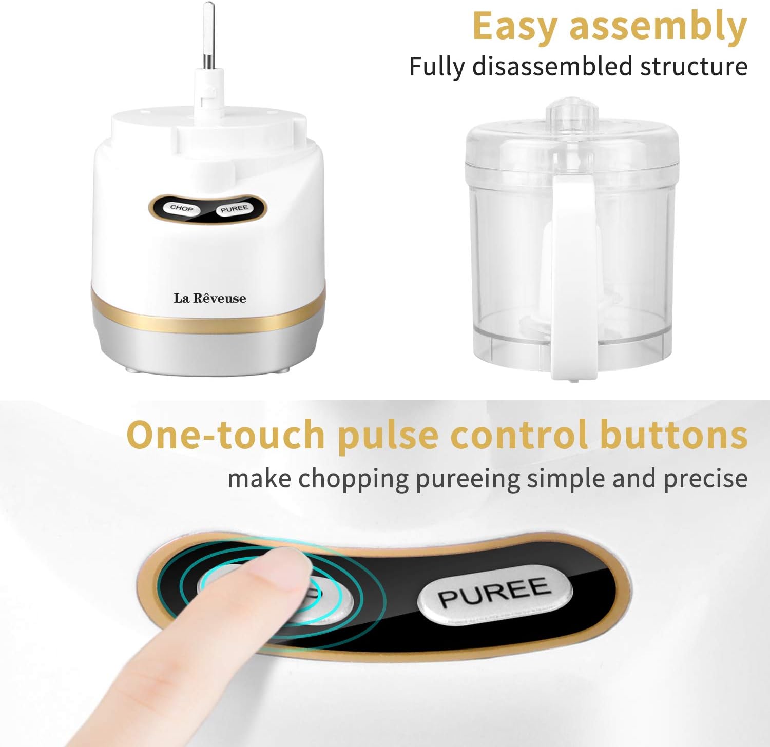 La Reveuse 1000W Smoothie Blender (Silver) + La Reveuse Small Food Chopper (White)