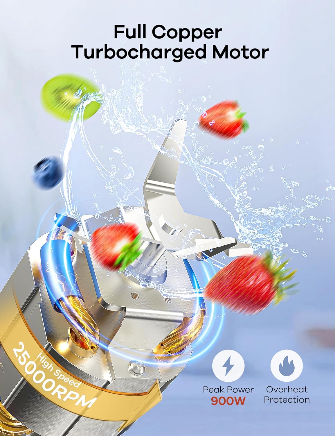 Ganiza Blender for Smoothies, 14Pcs Personal Blender for Shake and Smoothies for Kitchen with 3 Portable Cups (1x24oz & 2X17oz), Single Serve Smoothie Maker, Nutritious Recipe