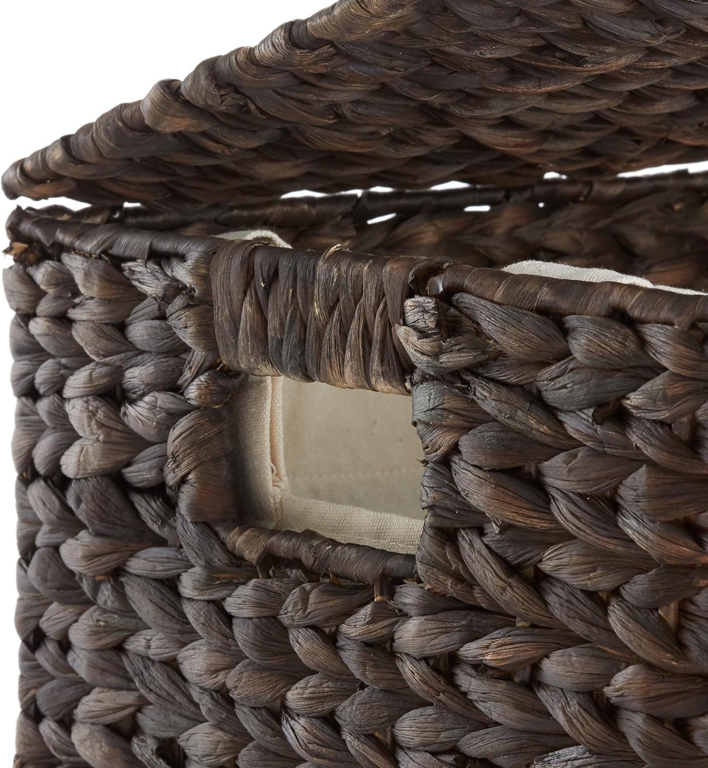 Casafield 2-Section Laundry Hamper with Removable Liner Bags - Espresso Dark Brown, Woven Water Hyacinth Double Laundry Basket Sorter for Clothes