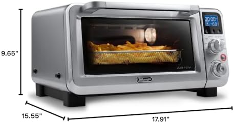De'Longhi Digital Air Fry Convection Toaster Oven 14L Stainless Steel, Air Fry Oven, 9-in-1, Grills, Broils, Bakes, Roasts, Reheats, Keep Warm, Non-Stick, Scratch-Resistant Interior, 1800-Watts