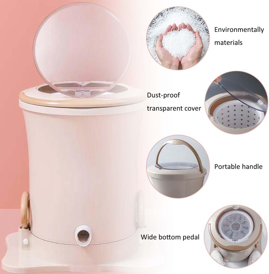 Manual Clothes Dryer Foot Powered Washing Machine Portable Draw Cord Dryer Non Electric 8L Washing Capacity Washing Dehydrator for Camping Apartments Dorms College(Light Blue)