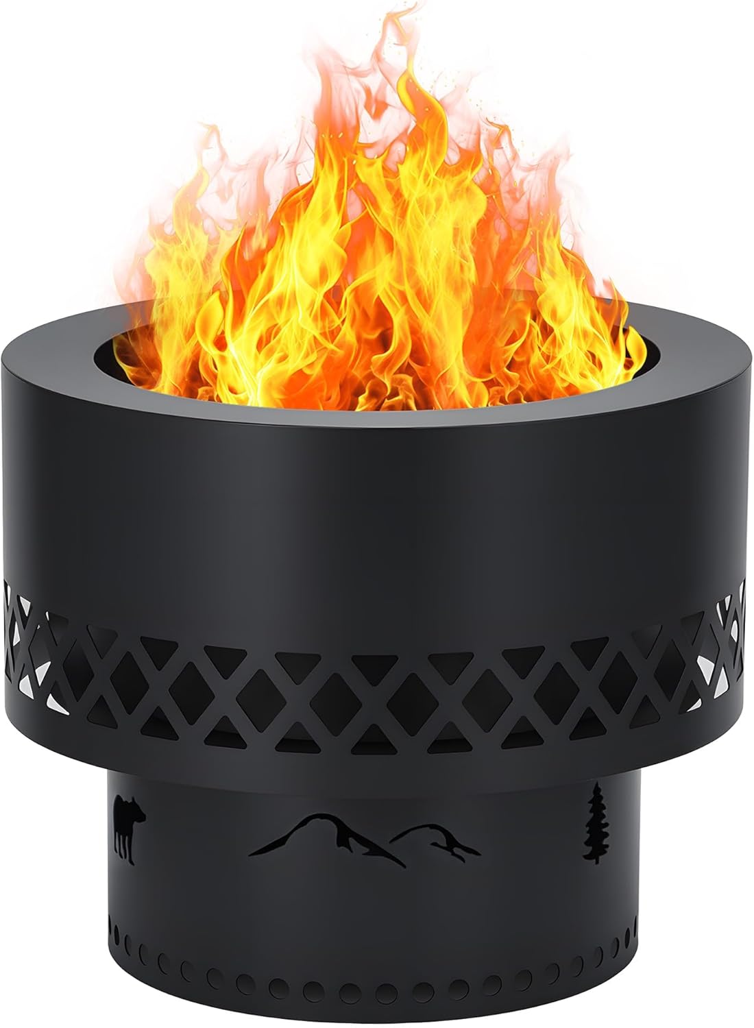 19 Inch Smokeless FirePit, Steel Outdoor Smokeless Wood Burning Fire Pit Table with Removable Ash Pan, Carry Bag,for Patio, Backyard, Camping, Tabletop Bonfire, Fire Pits for Outside