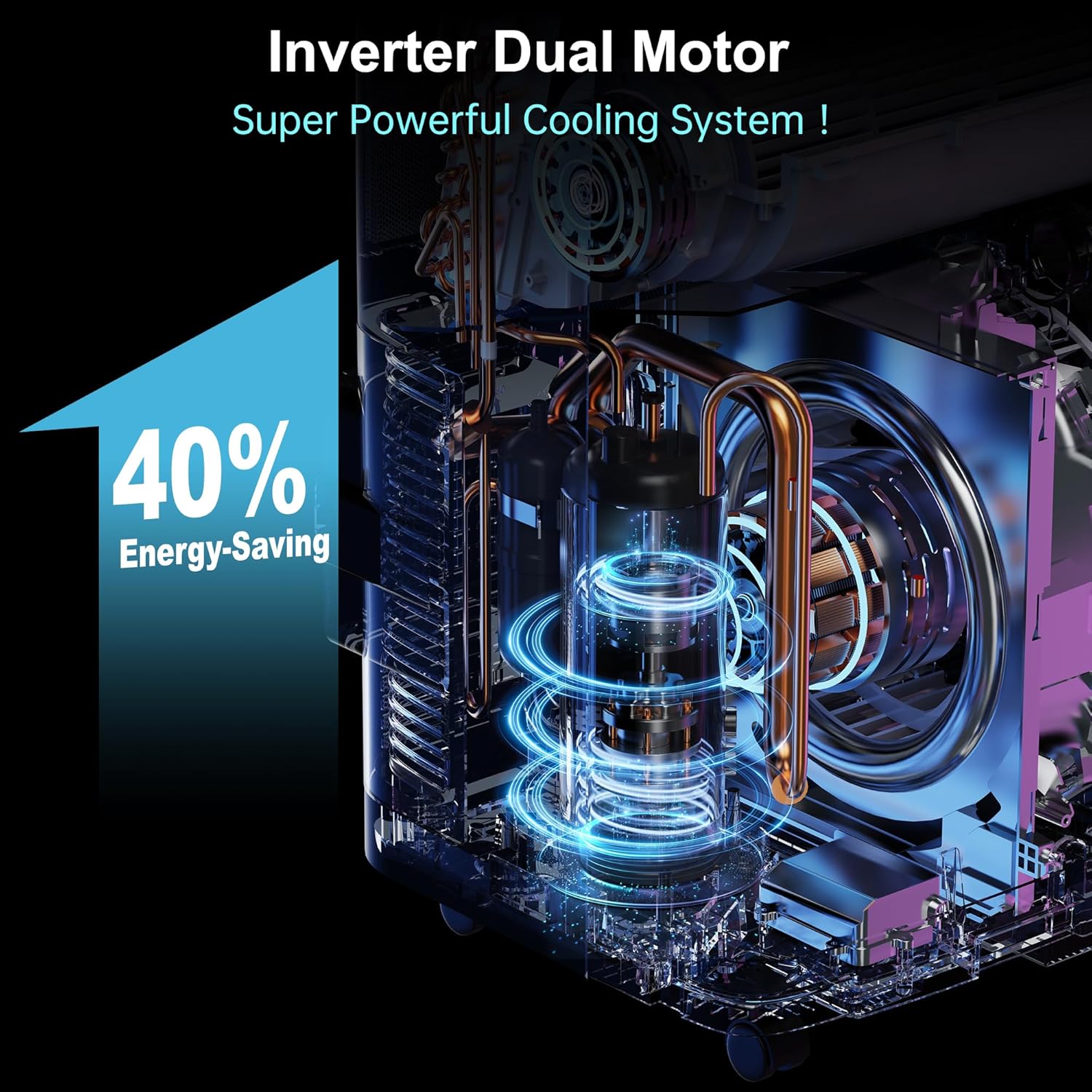 Inverter 16000BTU Portable Air Conditioners with Remote, Free Stand Cooling Portable AC Unit for Room up to 800 sq.ft, with Dehumidifier & Fan, Dual Hose, Quiet Sleep Mode(45dB), Windows Kit