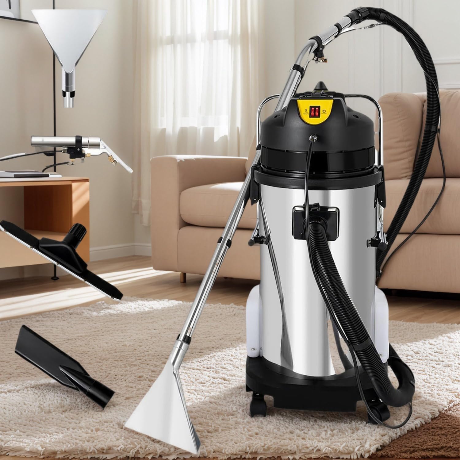 40L/11Gal Commercial Carpet Cleaning Machine,3 in 1 Carpet Spraying Floor Brush Cleaner,Extracto-r Vacuum,Deep Cleaning Washing,Portable Carpets Extracto-r Cleaner for Hotels,Dry Cleaners