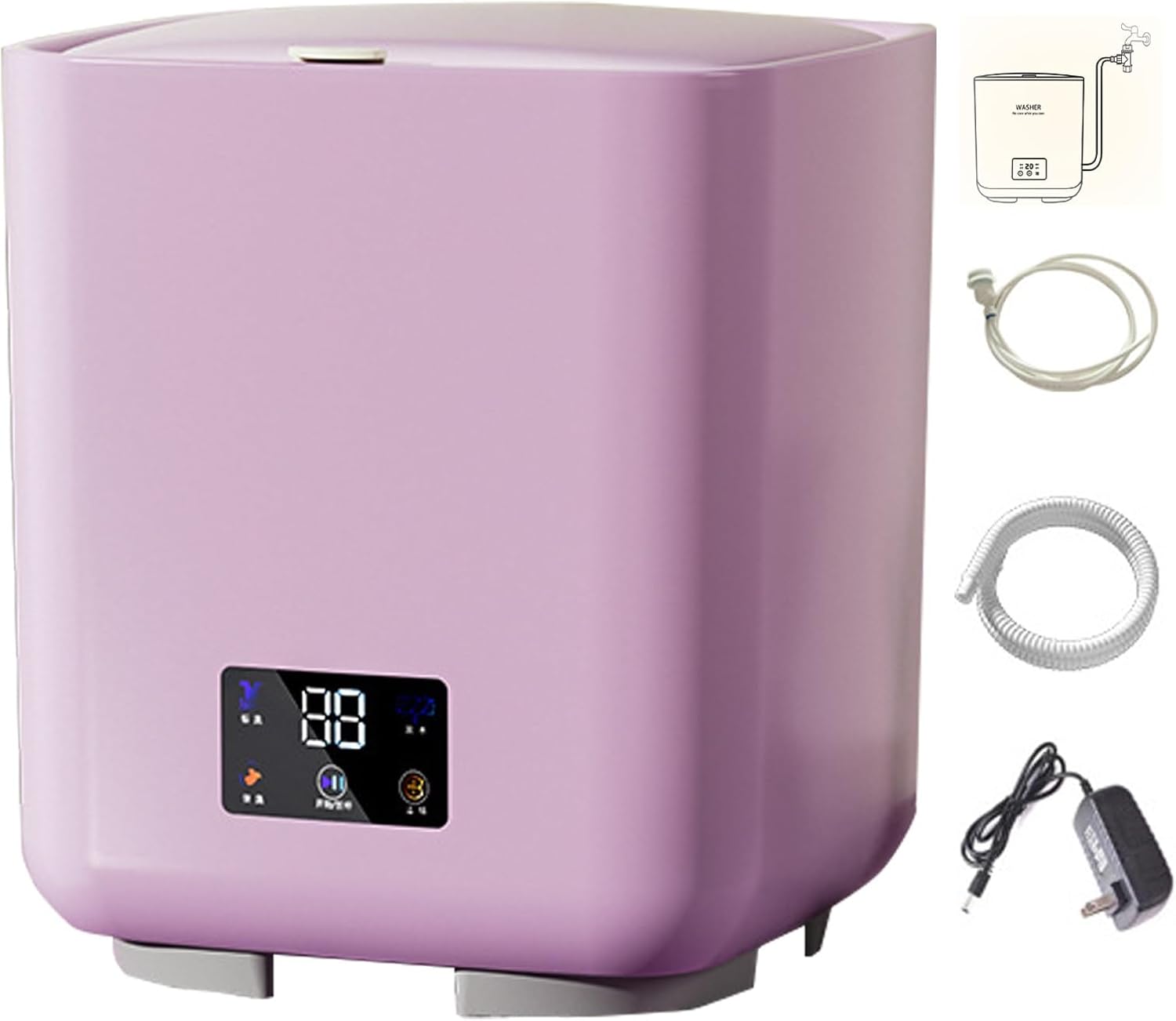 2023 New Automatic Mini Washing Machine Portable Washer with Spin Dry and Blue Ray, 7L Small Laundry Washing Machine - Automatic Water Intake and Drainage (Color : Purple)