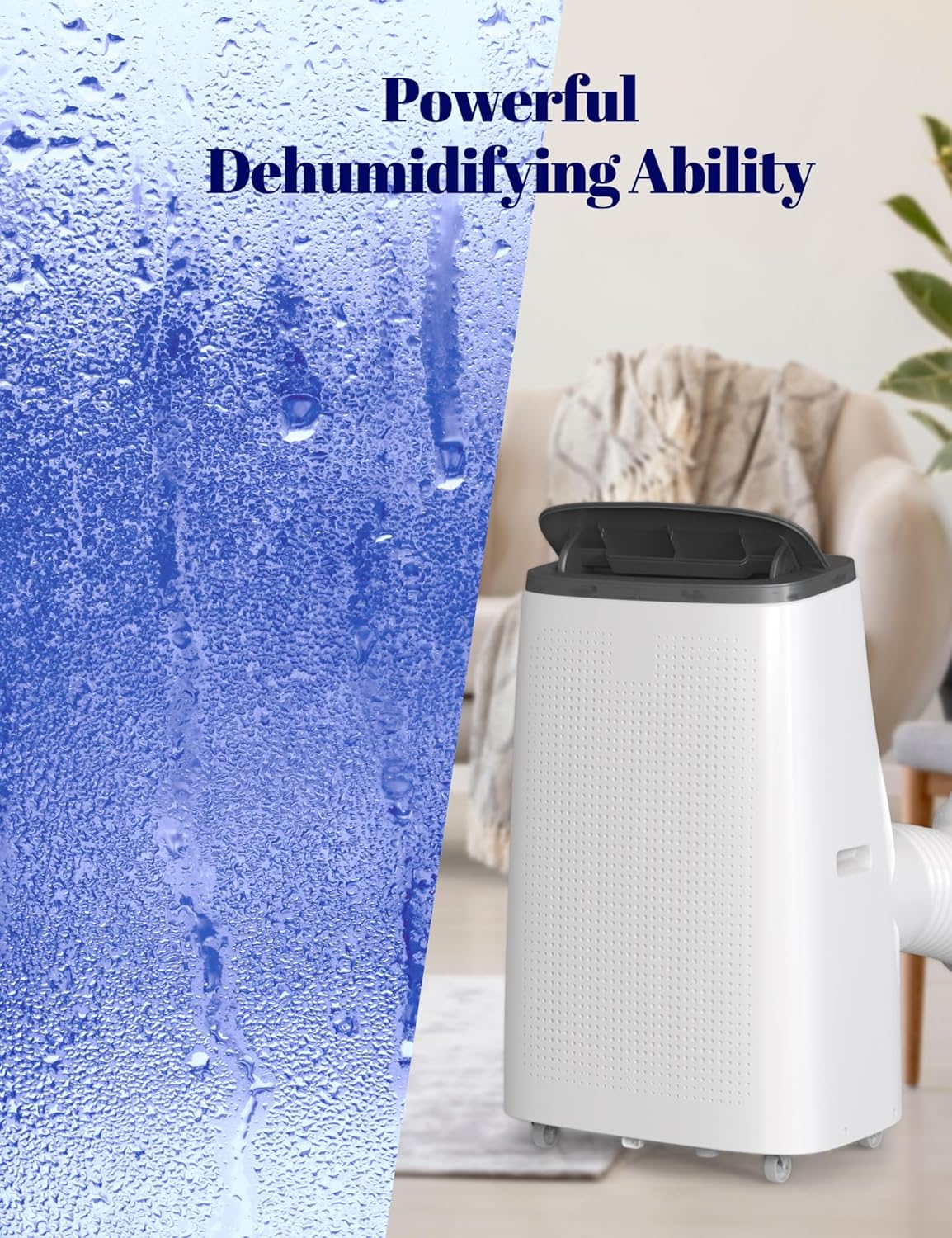 14000 BTU Portable Air Conditioner - 3 in-1 Cooling, Dehumidifier & Fan with Quiet Operation, Sleep Mode, 24H Timer & Energy Savings, for Rooms Up to 700 Sq.Ft, Includes Remote Control, Reusable Filt