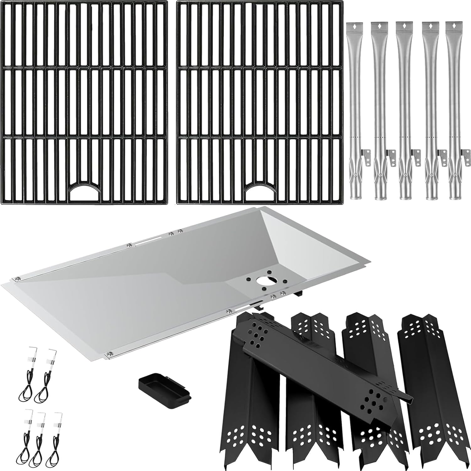 Replacement Parts Kit for Nexgrill 5-Burner 720-0888, 4-Burner 720-0830H 720-0830A, Cooking Grate, Grill Heat Shield and Burner Kit for Nexgrill Replacement Parts