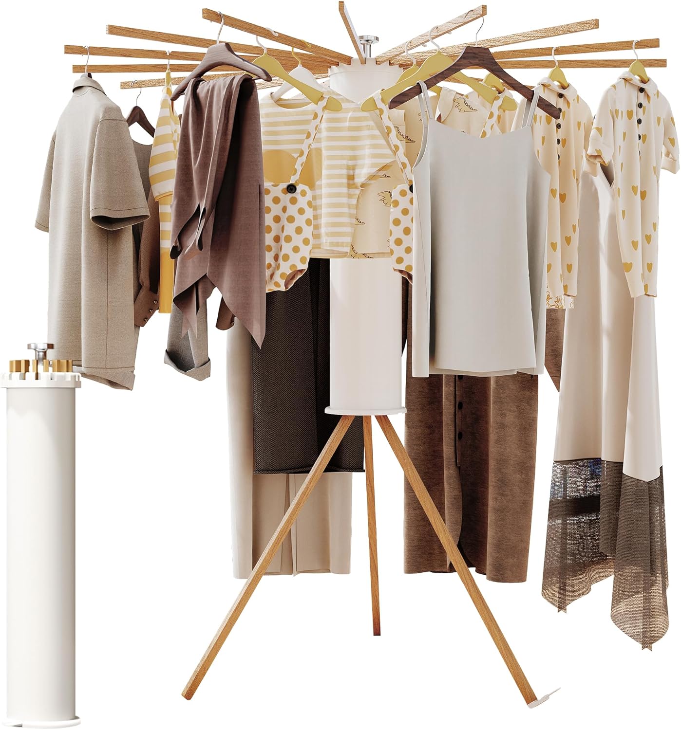 Clothes Drying Rack Foldable,Laundry Drying Rack,Drying Rack Clothing(16 Wood Poles),Clothes Hanger Rack,Laundry Rack Folding,Collapsible,Retractable