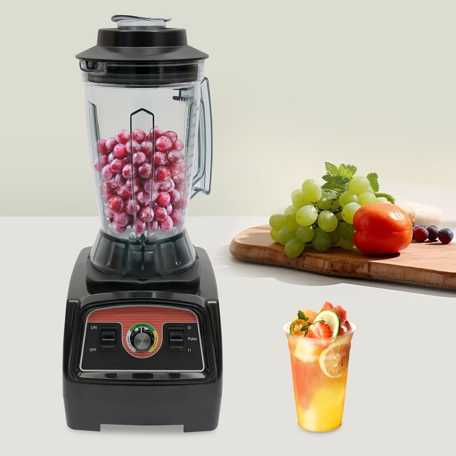 3.9L 2800W Blenders for Kitchen Commercial Professional Countertop Juicer Mixer Smoothie Maker 5700RPM Speed with 2 in 1 Blades for for Making Fruit Juices, Vegetable Juices