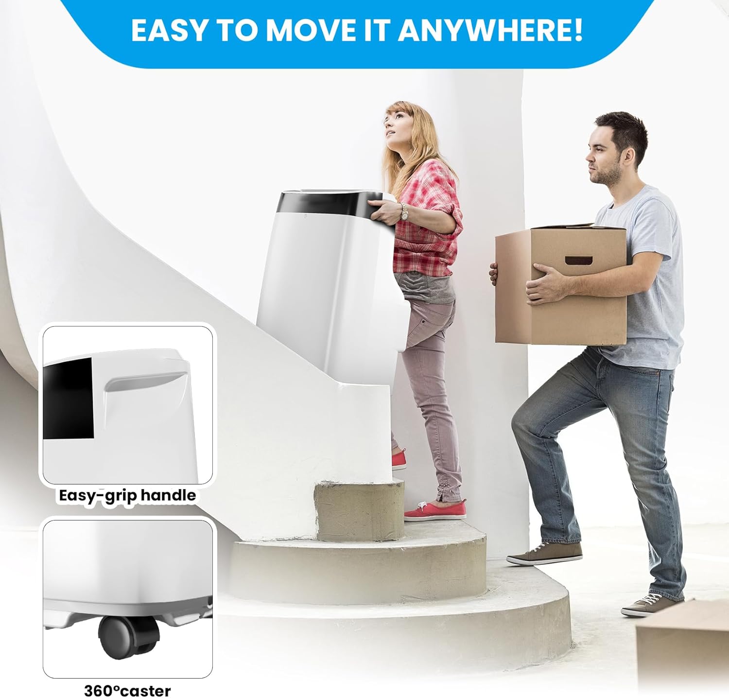 10000 Btu Portable Air Conditioner Cooling Up To 450 Sq. Ft, 3 In 1 Portable Ac Units Cooler Fan with 3 Speeds for Room, Indoor Air Conditioner Noise Down to 48db, Remote Control, (10000 Btu)